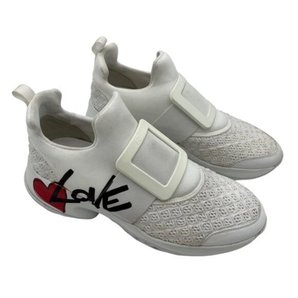 Roger Vivier Viv Run Sneakers Lovely Printed Neoprene, Mesh And‎ Leather Sz 40 - Picture 2 of 14